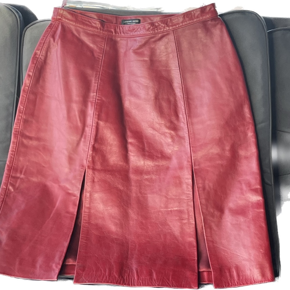 Jane Doe, Red Leather Skirt, Size M
